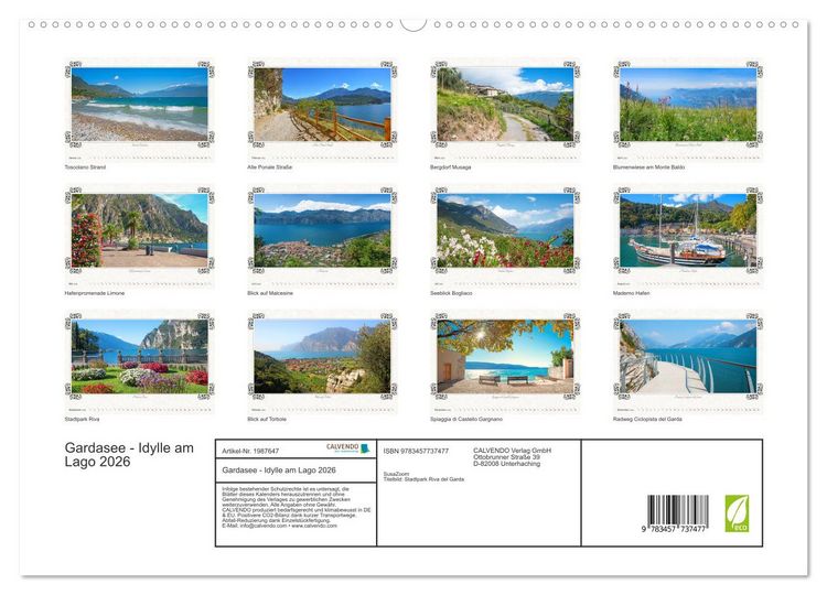 Produktbild: Gardasee - Idylle am Lago 2026 (hochwertiger Premium Wandkalender 2026 DIN A2 quer), Kunstdruck in Hochglanz