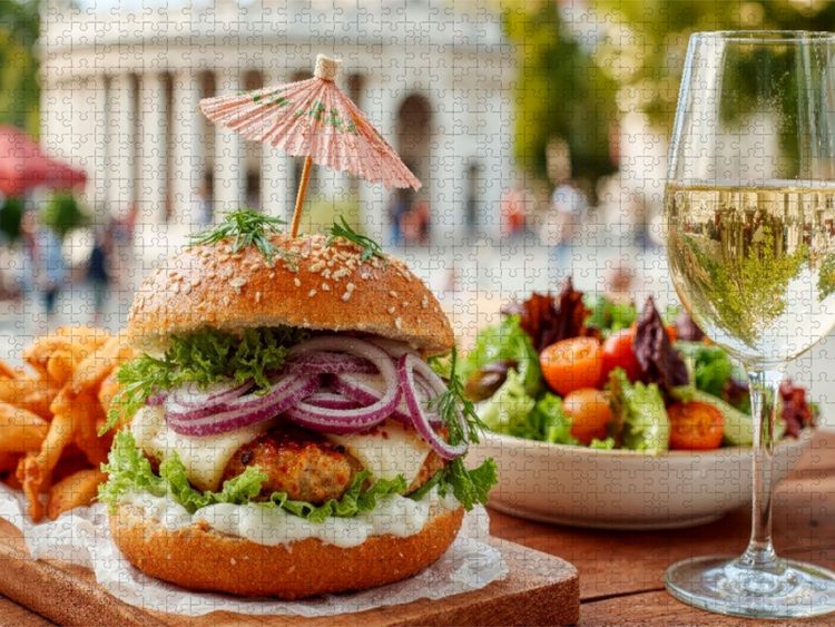 Produktbild: CALVENDO Puzzle Absolut genial - ein Aubergine-Hamburger | 2000 Teile Lege-Gr&ouml;&szlig;e 90x67cm Foto-Puzzle f&uuml;r gl&uuml;ckliche Stunden