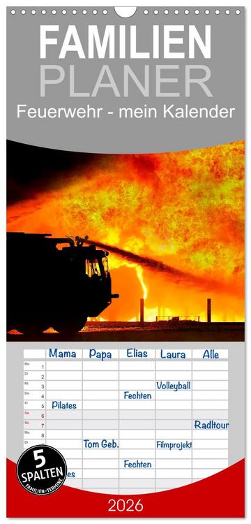 Produktbild: Familienplaner 2026 - Feuerwehr - mein Kalender mit 5 Spalten (Wandkalender, 21 x 45 cm) CALVENDO