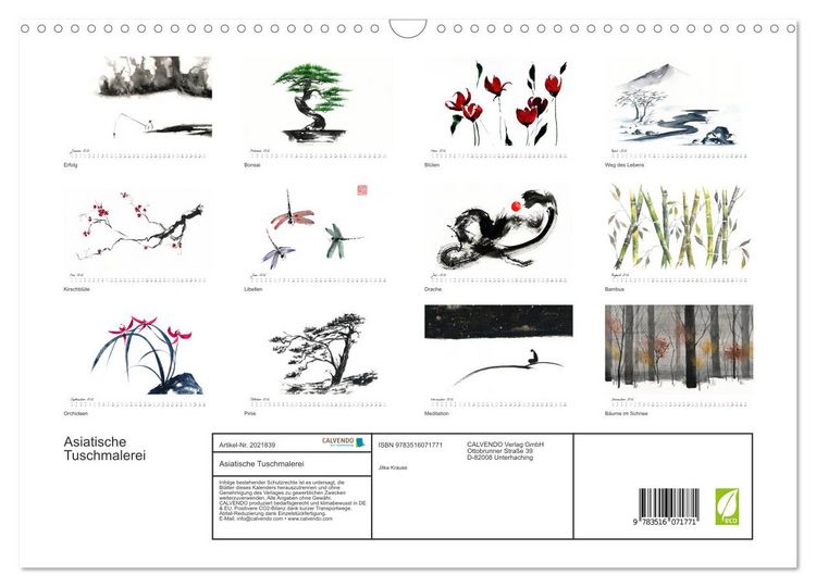 Produktbild: Asiatische Tuschmalerei (Wandkalender 2026 DIN A3 quer), CALVENDO Monatskalender