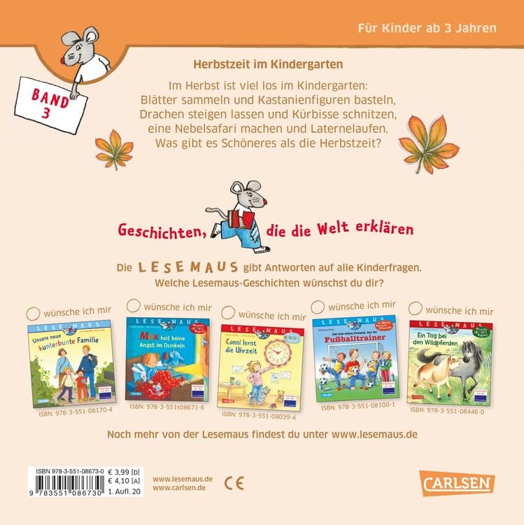 Produktbild: LESEMAUS 3: Herbstzeit im Kindergarten