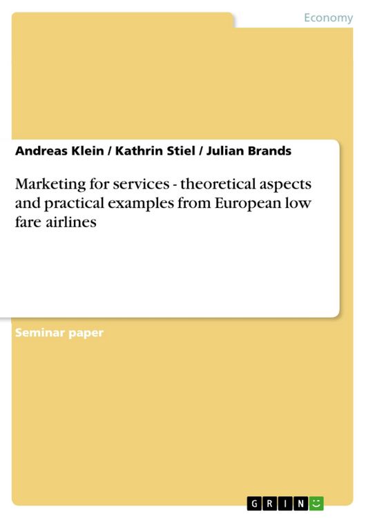 Produktbild: Marketing for services - theoretical aspects and practical examples from European low fare airlines
