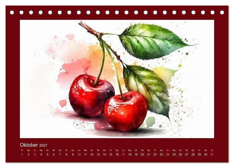Produktbild: Fr&uuml;chte in Wasserfarben - Fruchtige KI-Kunst f&uuml;r das ganze Jahr (Tischkalender 2027 DIN A5 quer), CALVENDO Monatskalender