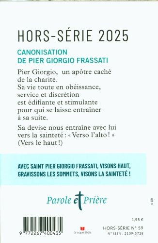 Produktbild: Parole et pri&egrave;re, hors s&eacute;rie. Canonisation Pier Giorgio Frassati