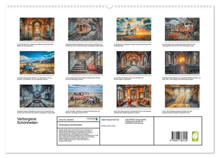 Produktbild: Verborgene Sch&ouml;nheiten (hochwertiger Premium Wandkalender 2026 DIN A2 quer), Kunstdruck in Hochglanz
