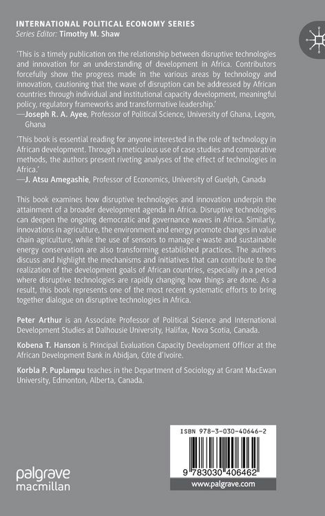 Produktbild: Disruptive Technologies, Innovation and Development in Africa