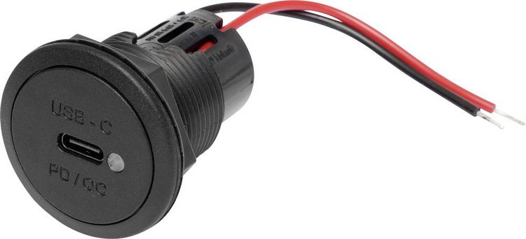 Produktbild: ProCar Power USB-C Einbausteckdose PD/QC mit LED max. 30 Watt Belastbarkeit Strom max.=3 A 12 oder 24 V/DC