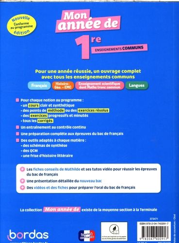 Produktbild: L'ann&eacute;e de 1re, tous les enseignements communs : nouveau bac