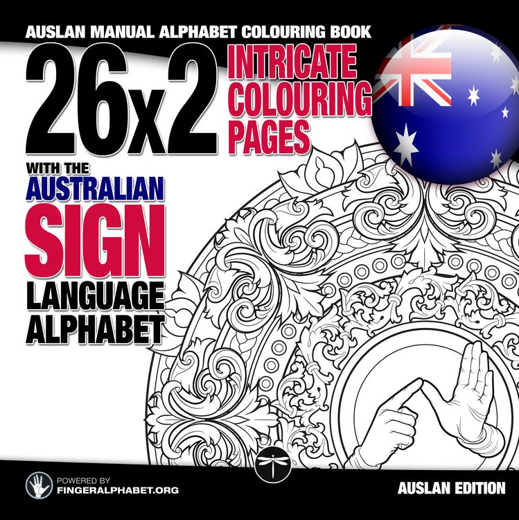 Produktbild: 26x2 Intricate Colouring Pages with the Australian Sign Language Alphabet