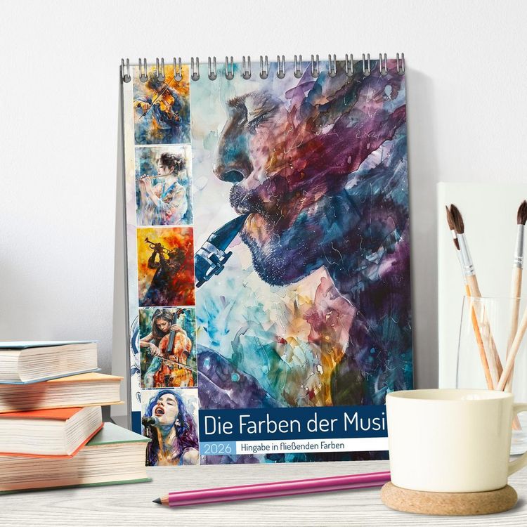 Produktbild: Die Farben der Musik (Tischkalender 2026 DIN A5 hoch), CALVENDO Monatskalender