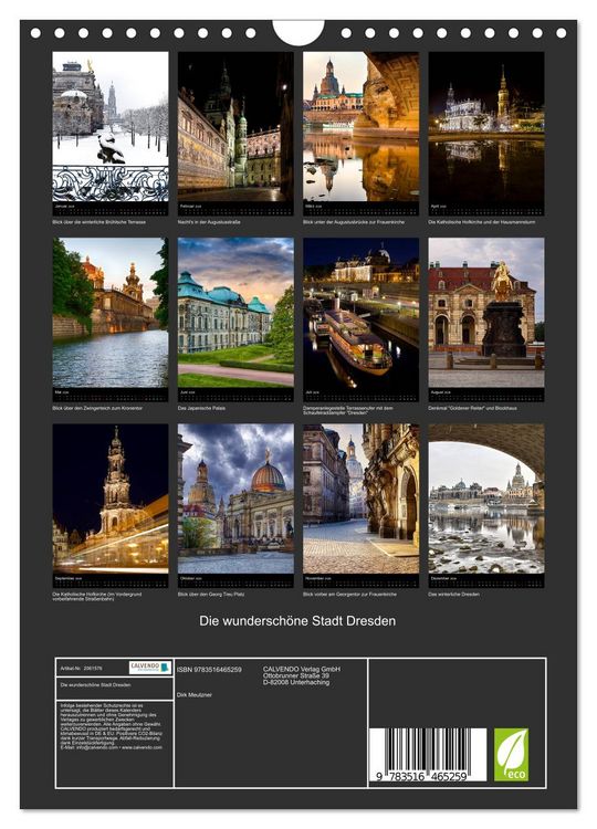 Produktbild: Die wundersch&ouml;ne Stadt Dresden (Wandkalender 2026 DIN A4 hoch), CALVENDO Monatskalender