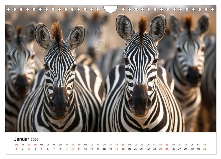Produktbild: Zebras - Streifz&uuml;ge durch die Steppe (Wandkalender 2026 DIN A4 quer), CALVENDO Monatskalender