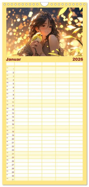 Produktbild: Familienplaner 2026 - Manga Tierliebe mit 5 Spalten (Wandkalender, 21 x 45 cm) CALVENDO