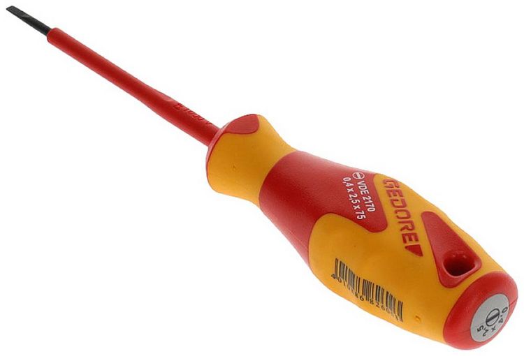 Produktbild: Gedore VDE 2170 2,5 VDE Schlitz-Schraubendreher Klingenbreite: 2.5mm Klingenl&auml;nge: 75mm