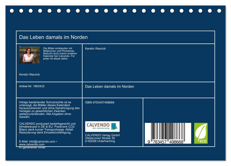 Produktbild: Das Leben damals im Norden (Tischkalender 2026 DIN A5 quer), CALVENDO Monatskalender