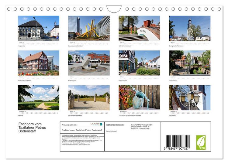 Produktbild: Eschborn vom Taxifahrer Petrus Bodenstaff (Wandkalender 2026 DIN A4 quer), CALVENDO Monatskalender