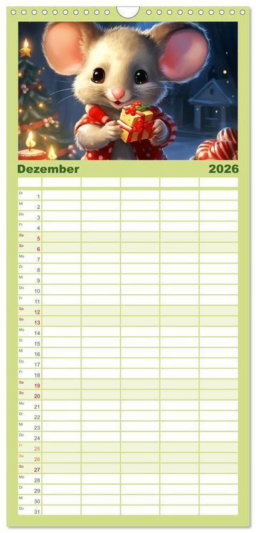 Produktbild: Familienplaner 2026 - Mausiges Spektakel. Zauberhafter Maus-Alltag mit 5 Spalten (Wandkalender, 21 x 45 cm) CALVENDO