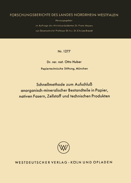 Produktbild: Schnellmethode zum Aufschlu&szlig; anorganisch-mineralischer Bestandteile in Papier, nativen Fasern, Zellstoff und technischen Produkten