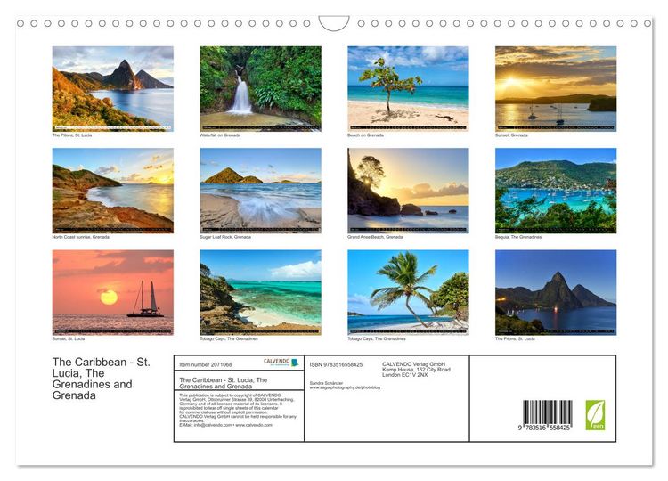 Produktbild: The Caribbean - St. Lucia, The Grenadines and Grenada (Wall Calendar 2026 DIN A3 landscape), CALVENDO 12 Month Wall Calendar