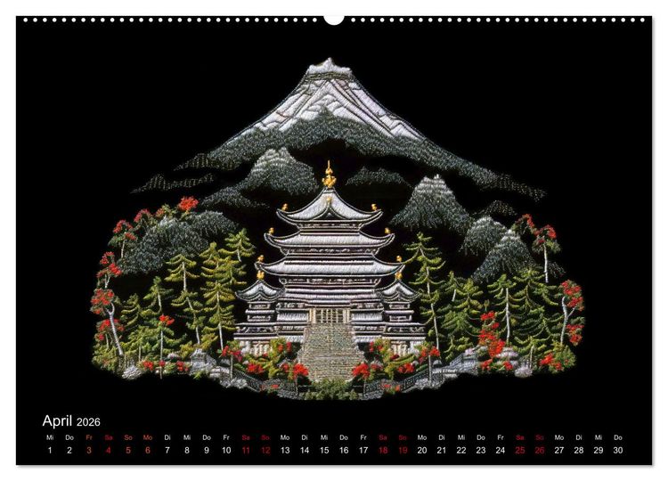Produktbild: Japanische Stickerei - Hommage an die &Auml;sthetik des Landes (Wandkalender 2026 DIN A2 quer), CALVENDO Monatskalender