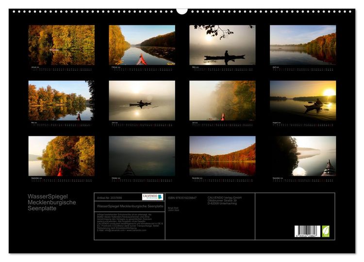 Produktbild: WasserSpiegel Mecklenburgische Seenplatte (Wandkalender 2026 DIN A2 quer), CALVENDO Monatskalender
