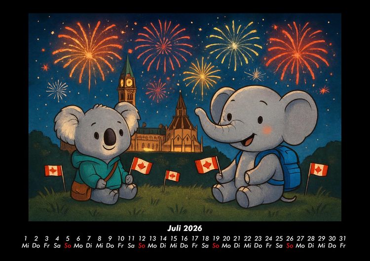 Produktbild: Kiki & Raffi - Reise durch Kanada 2026 Fotokalender DIN A3
