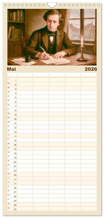 Produktbild: Familienplaner 2026 - Theodor Storm. Sein Leben, seine Werke mit 5 Spalten (Wandkalender, 21 x 45 cm) CALVENDO