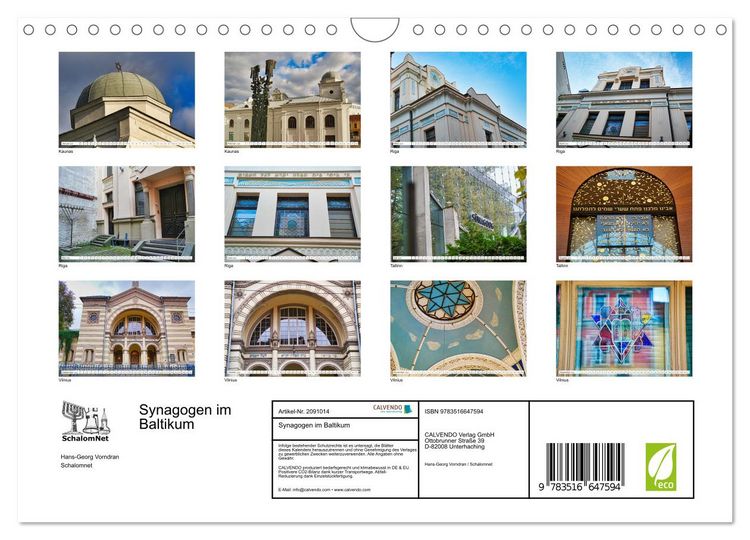 Produktbild: Synagogen im Baltikum (Wandkalender 2026 DIN A4 quer), CALVENDO Monatskalender