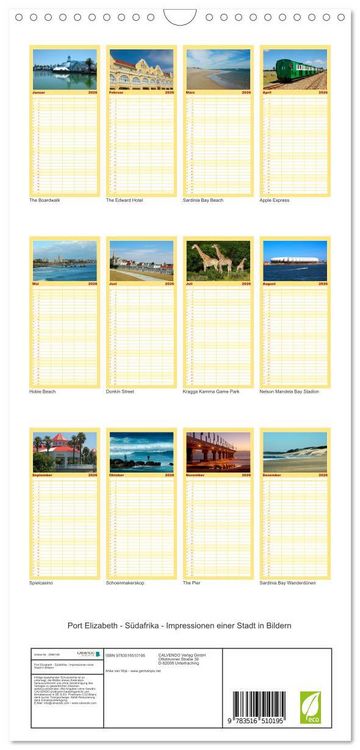 Produktbild: Familienplaner 2026 - Port Elizabeth - S&uuml;dafrika - Impressionen einer Stadt in Bildern mit 5 Spalten (Wandkalender, 21 x 45 cm) CALVENDO