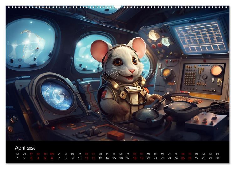 Produktbild: M&auml;use im All (Wandkalender 2026 DIN A2 quer), CALVENDO Monatskalender