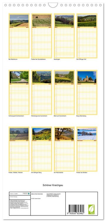 Produktbild: Familienplaner 2027 - Sch&ouml;ner Kraichgau mit 5 Spalten (Wandkalender, 21 x 45 cm) CALVENDO