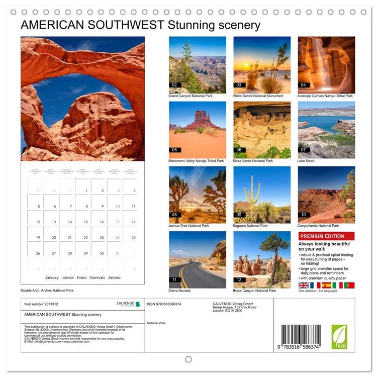 Produktbild: AMERICAN SOUTHWEST Stunning scenery (Wall Calendar 2026 12 &times; 12 Inch) CALVENDO 12 Month Wall Calendar