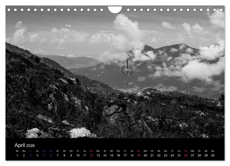 Produktbild: BERGE IN SCHWARZ WEISS (Wandkalender 2026 DIN A4 quer), CALVENDO Monatskalender