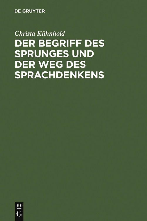 Produktbild: Der Begriff des Sprunges und der Weg des Sprachdenkens
