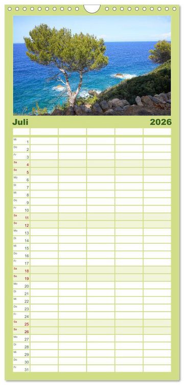 Produktbild: Familienplaner 2026 - Cala Deia - Mallorcas Traumbucht mit 5 Spalten (Wandkalender, 21 x 45 cm) CALVENDO