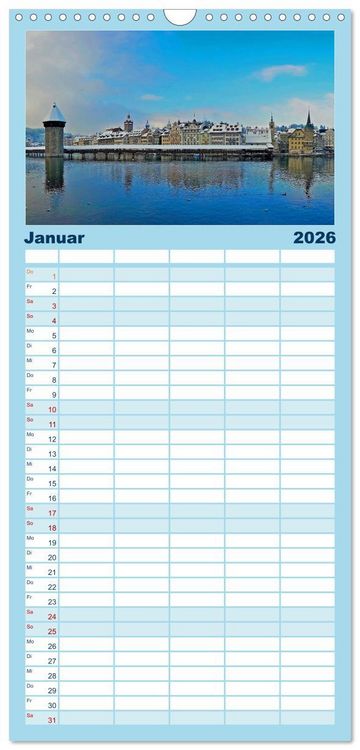 Produktbild: Familienplaner 2026 - Luzern, die Stadt im Zentrum der Schweiz mit 5 Spalten (Wandkalender, 21 x 45 cm) CALVENDO