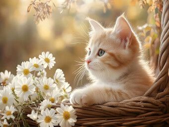 Produktbild: CALVENDO Puzzle Rotes Katzenbaby im Blumenkorb | 1000 Teile Lege-Gr&ouml;&szlig;e 64x48cm Foto-Puzzle f&uuml;r gl&uuml;ckliche Stunden