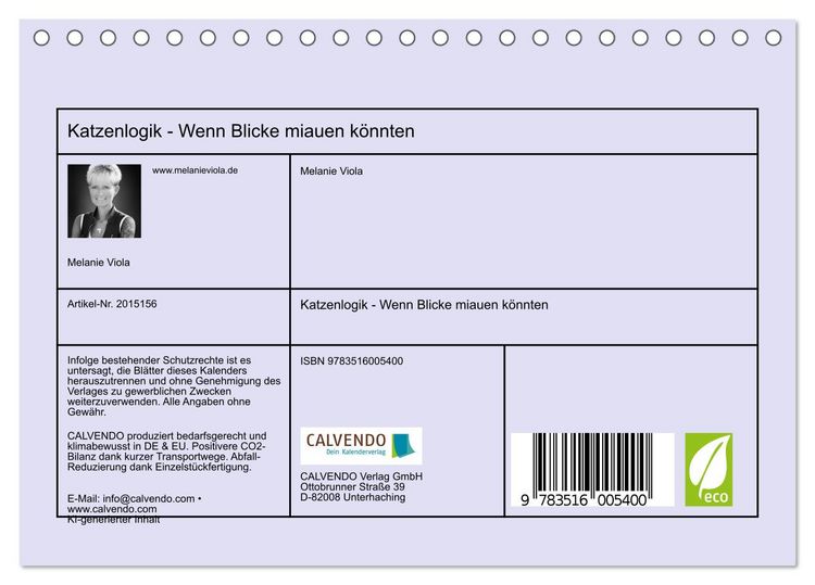 Produktbild: Katzenlogik - Wenn Blicke miauen k&ouml;nnten (Tischkalender 2026 DIN A5 quer), CALVENDO Monatskalender