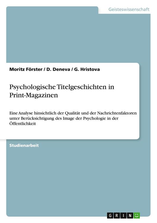 Produktbild: Psychologische Titelgeschichten in Print-Magazinen