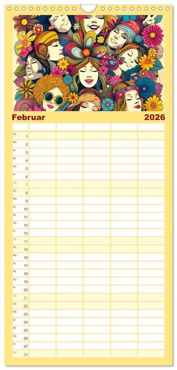 Produktbild: Familienplaner 2026 - Psychodelic Art mit 5 Spalten (Wandkalender, 21 x 45 cm) CALVENDO