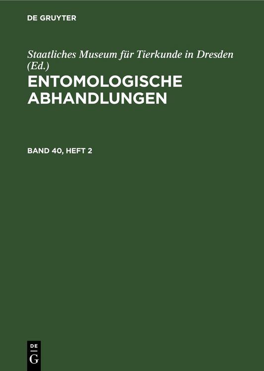 Produktbild: Entomologische Abhandlungen. Band 40, Heft 2