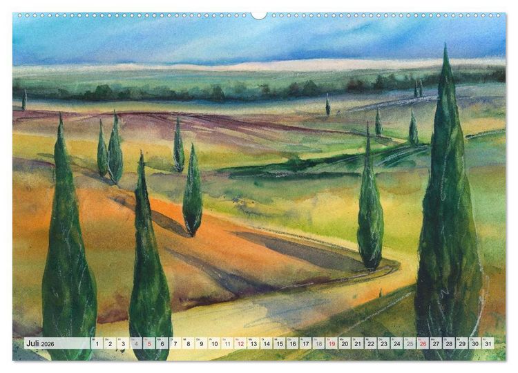 Produktbild: B&auml;ume in Aquarell (Wandkalender 2026 DIN A2 quer), CALVENDO Monatskalender