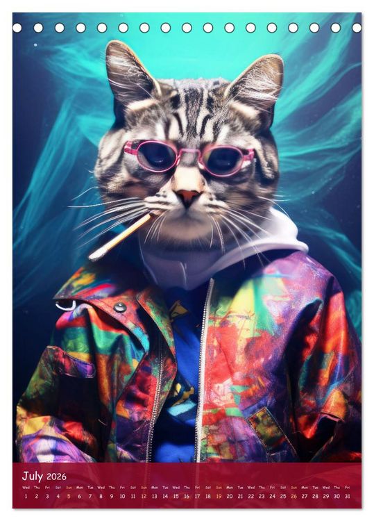 Produktbild: Crazy gangster cats (Desk Calendar 2026 DIN A5 portrait), CALVENDO 12 Month DeskCalendar