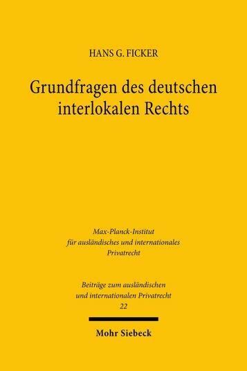 Produktbild: Grundfragen des deutschen interlokalen Rechts