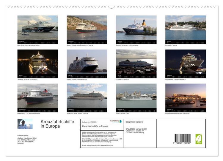 Produktbild: Kreuzfahrtschiffe in Europa (hochwertiger Premium Wandkalender 2026 DIN A2 quer), Kunstdruck in Hochglanz