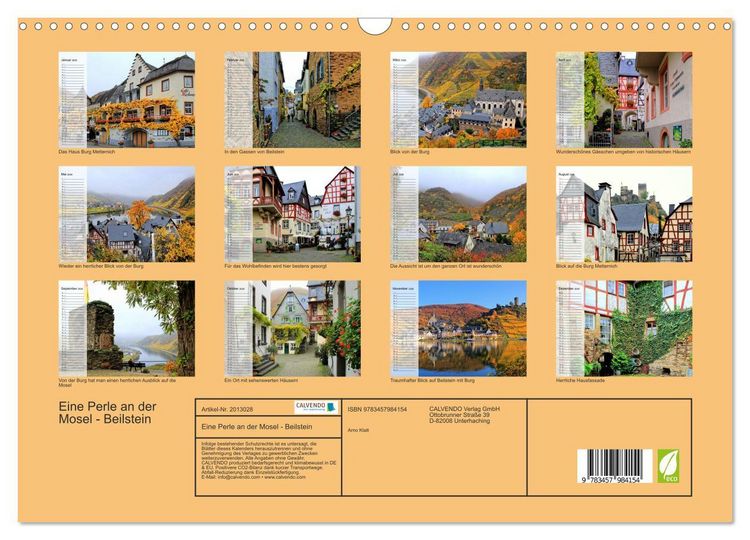 Produktbild: Eine Perle an der Mosel - Beilstein (Wandkalender 2026 DIN A3 quer), CALVENDO Monatskalender