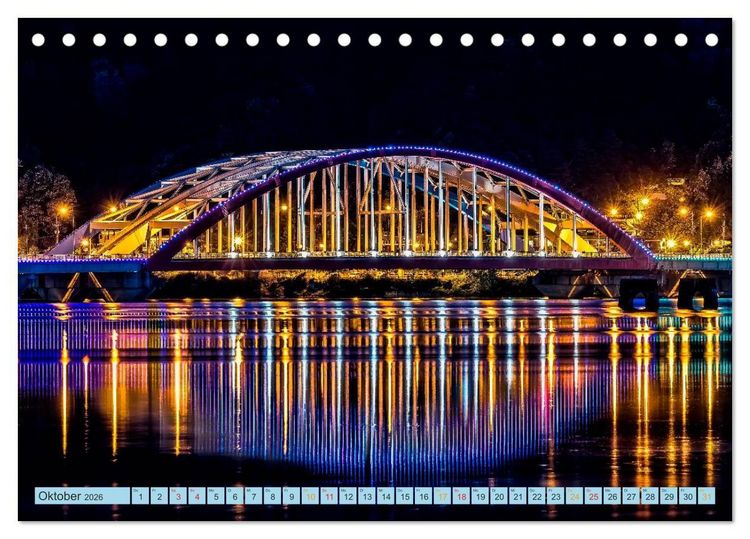 Produktbild: St&auml;dte der Welt - Skylines in der Nacht (Tischkalender 2026 DIN A5 quer), CALVENDO Monatskalender