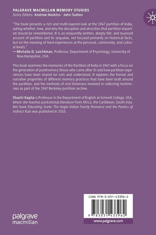 Produktbild: Postmemory and the Partition of India