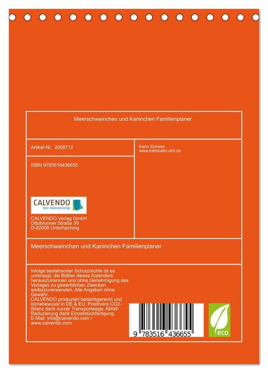 Produktbild: Meerschweinchen und Kaninchen Familienplaner (Tischkalender 2026 DIN A5 hoch), CALVENDO Monatskalender
