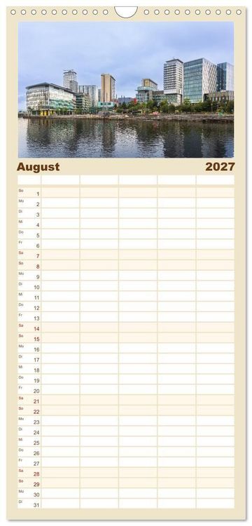 Produktbild: Familienplaner 2027 - Faszination Manchester mit 5 Spalten (Wandkalender, 21 x 45 cm) CALVENDO